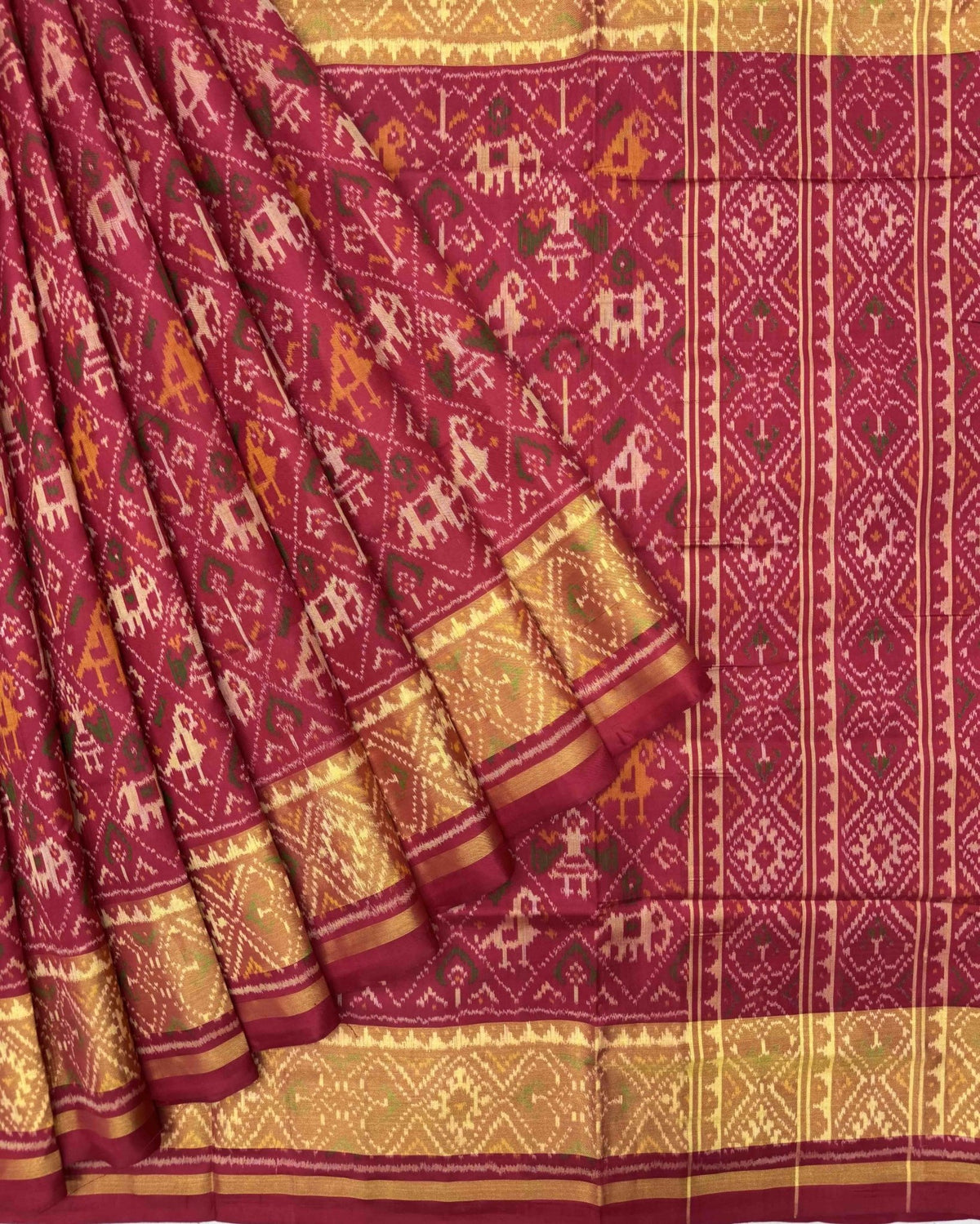 Red Narikunj Patola Saree - SindhoiPatolaArt