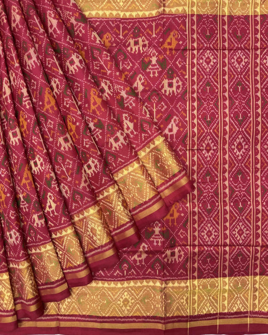 Red Narikunj Patola Saree - SindhoiPatolaArt
