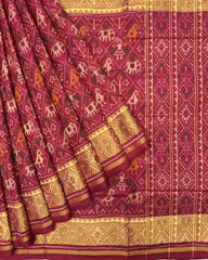 Red Narikunj Patola Saree - SindhoiPatolaArt