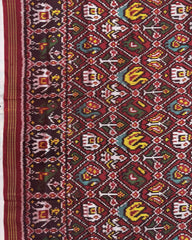 Red Narikunj Twill Patola Dupatta - SindhoiPatolaArt