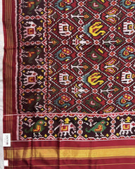Red Narikunj Twill Patola Dupatta - SindhoiPatolaArt