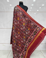 Red Narikunj Twill Patola Dupatta - SindhoiPatolaArt