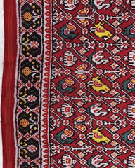 Red Narikunj Twill Patola Saree - SindhoiPatolaArt