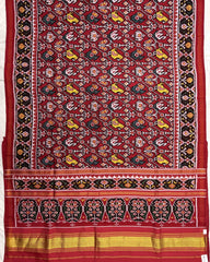 Red Narikunj Twill Patola Saree - SindhoiPatolaArt