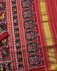 Red Narikunj Twill Patola Saree - SindhoiPatolaArt