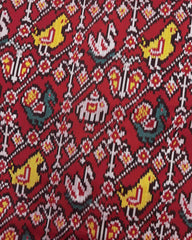 Red Narikunj Twill Patola Saree - SindhoiPatolaArt