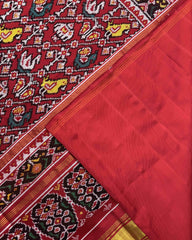 Red Narikunj Twill Patola Saree - SindhoiPatolaArt