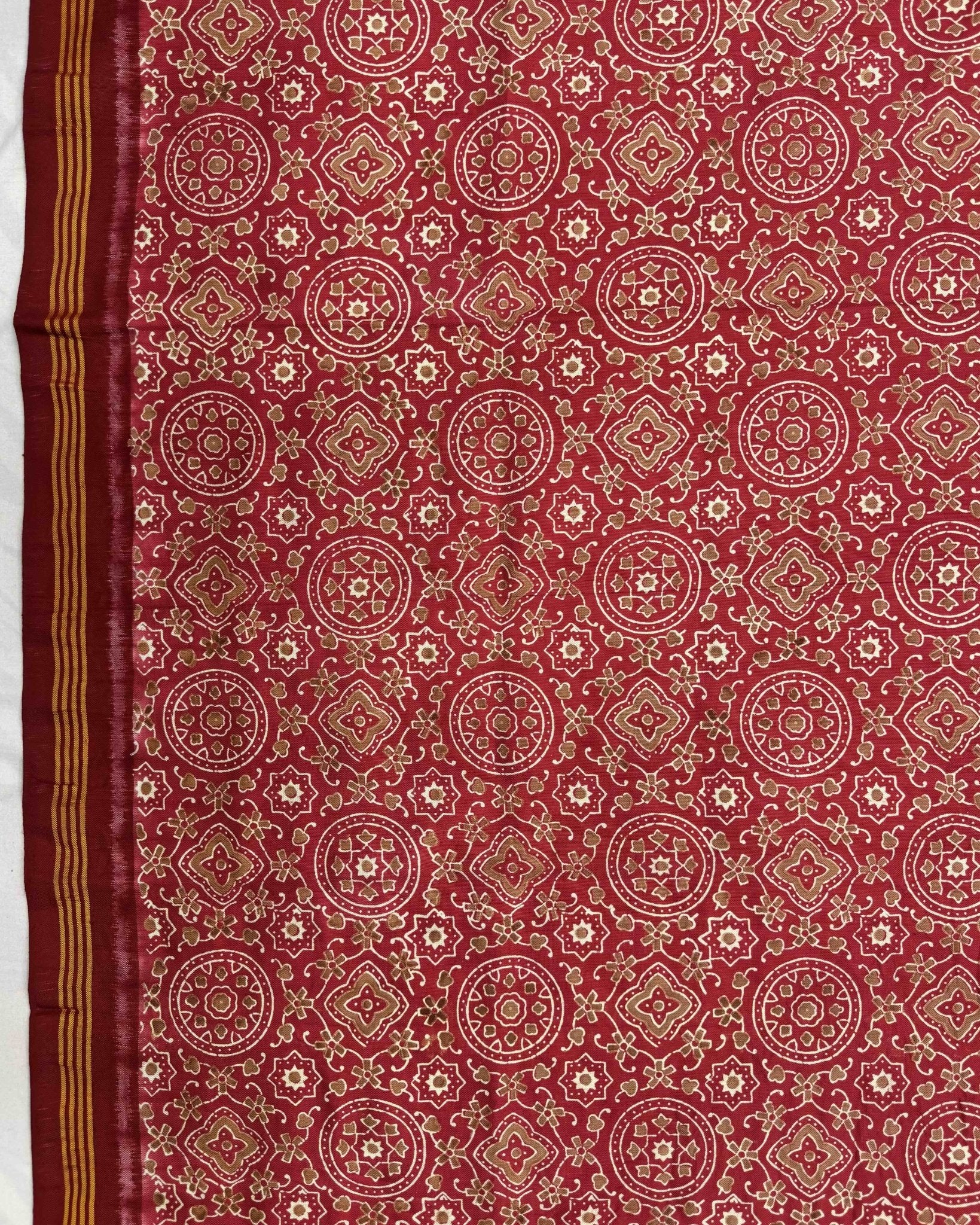 Red Natural Ajrakh Print Patola Dupatta - SindhoiPatolaArt