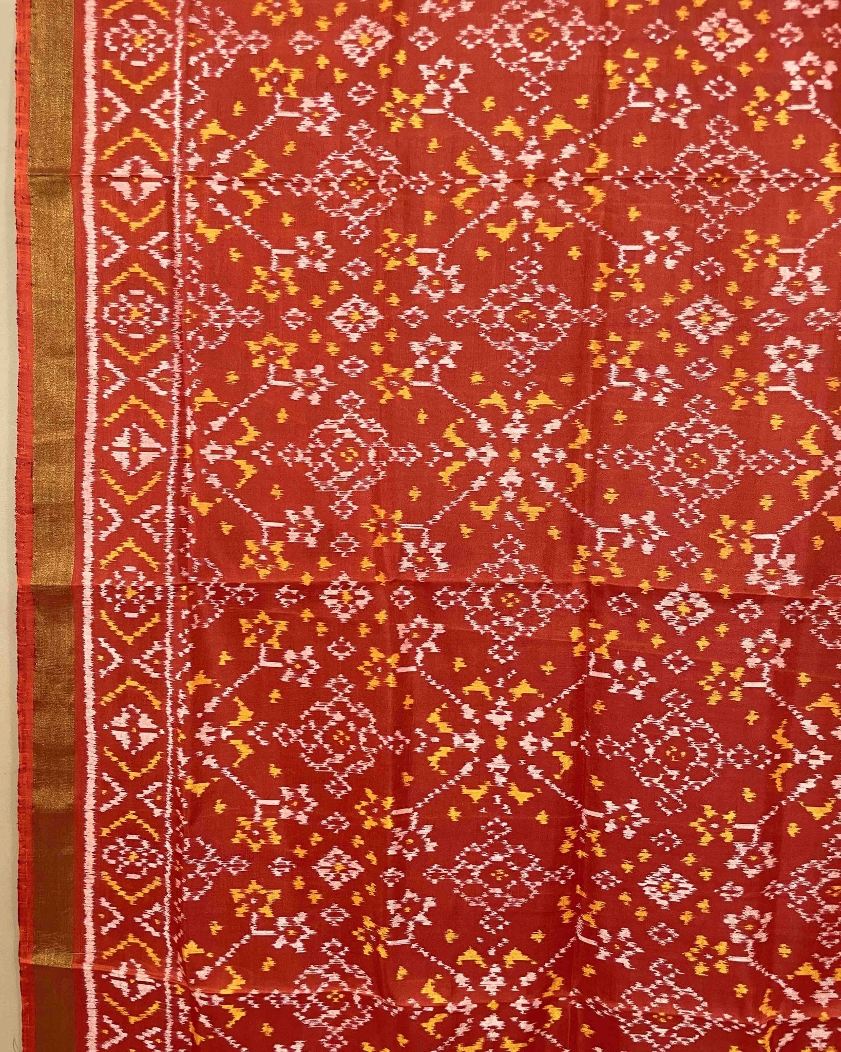 Red Navratan Designer Patola Dupatta - SindhoiPatolaArt