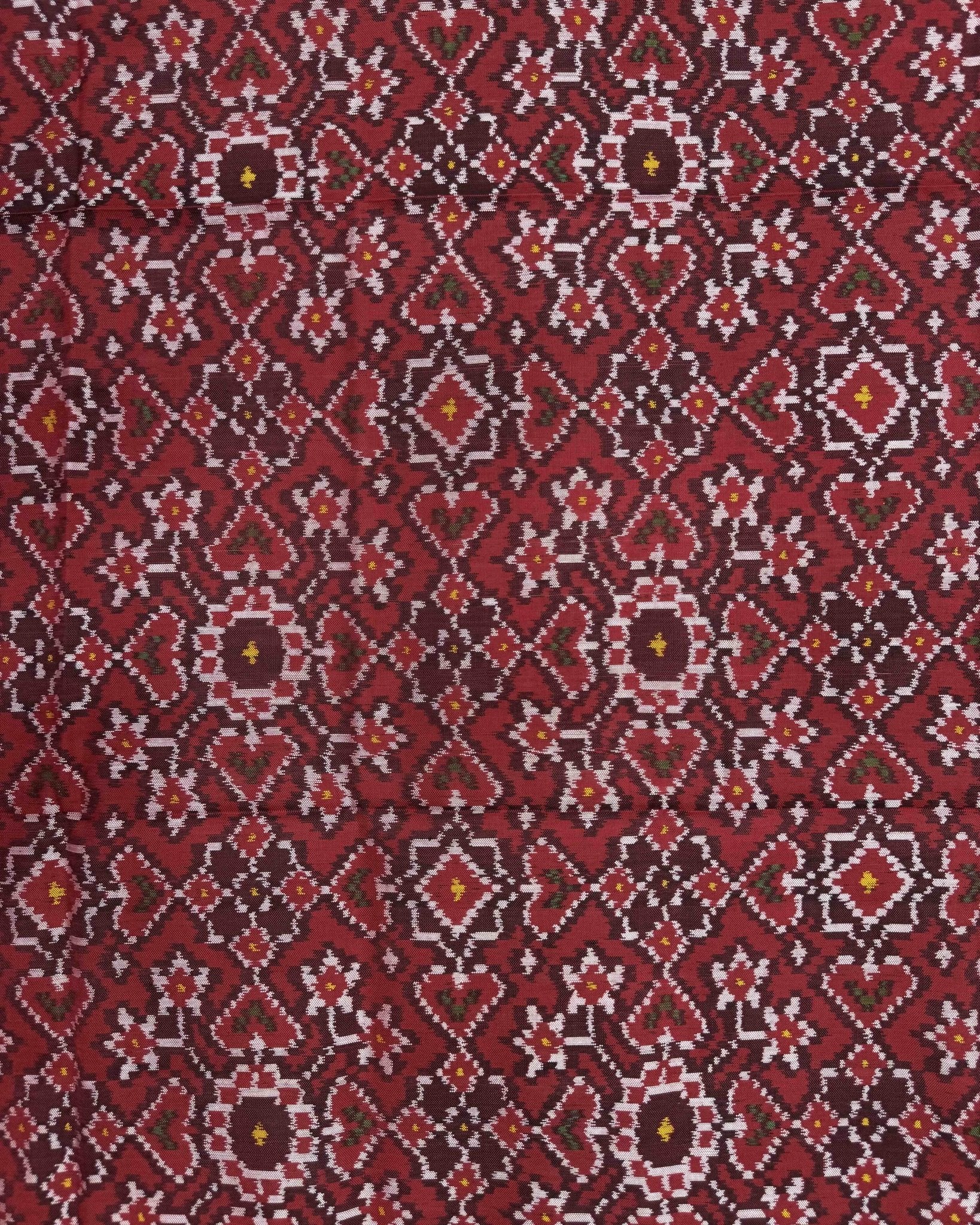 Red Navratan & Manekchowk Mix Semi Double Ikat Patola Dupatta - SindhoiPatolaArt