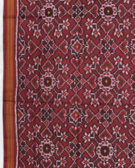 Red Navratan & Manekchowk Mix Semi Double Ikat Patola Dupatta - SindhoiPatolaArt