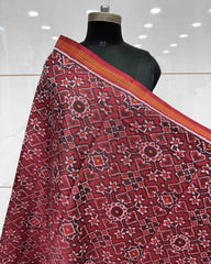 Red Navratan & Manekchowk Mix Semi Double Ikat Patola Dupatta - SindhoiPatolaArt