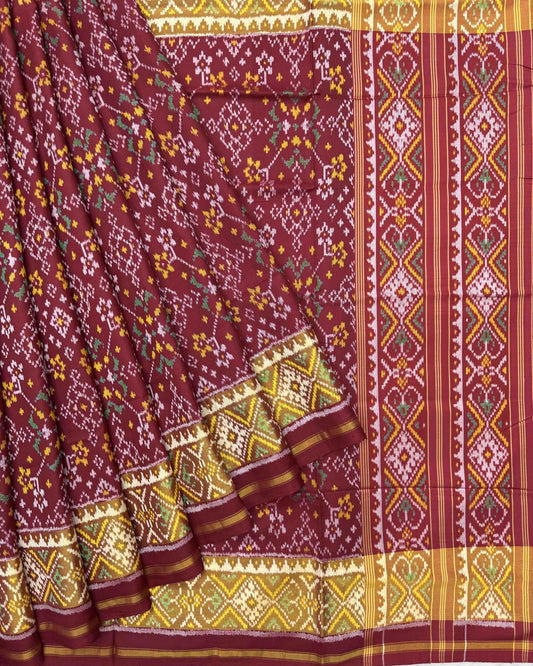 Red Navratan Patola Saree - SindhoiPatolaArt