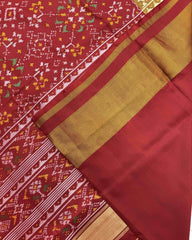 Red Navratan Patola Saree - SindhoiPatolaArt