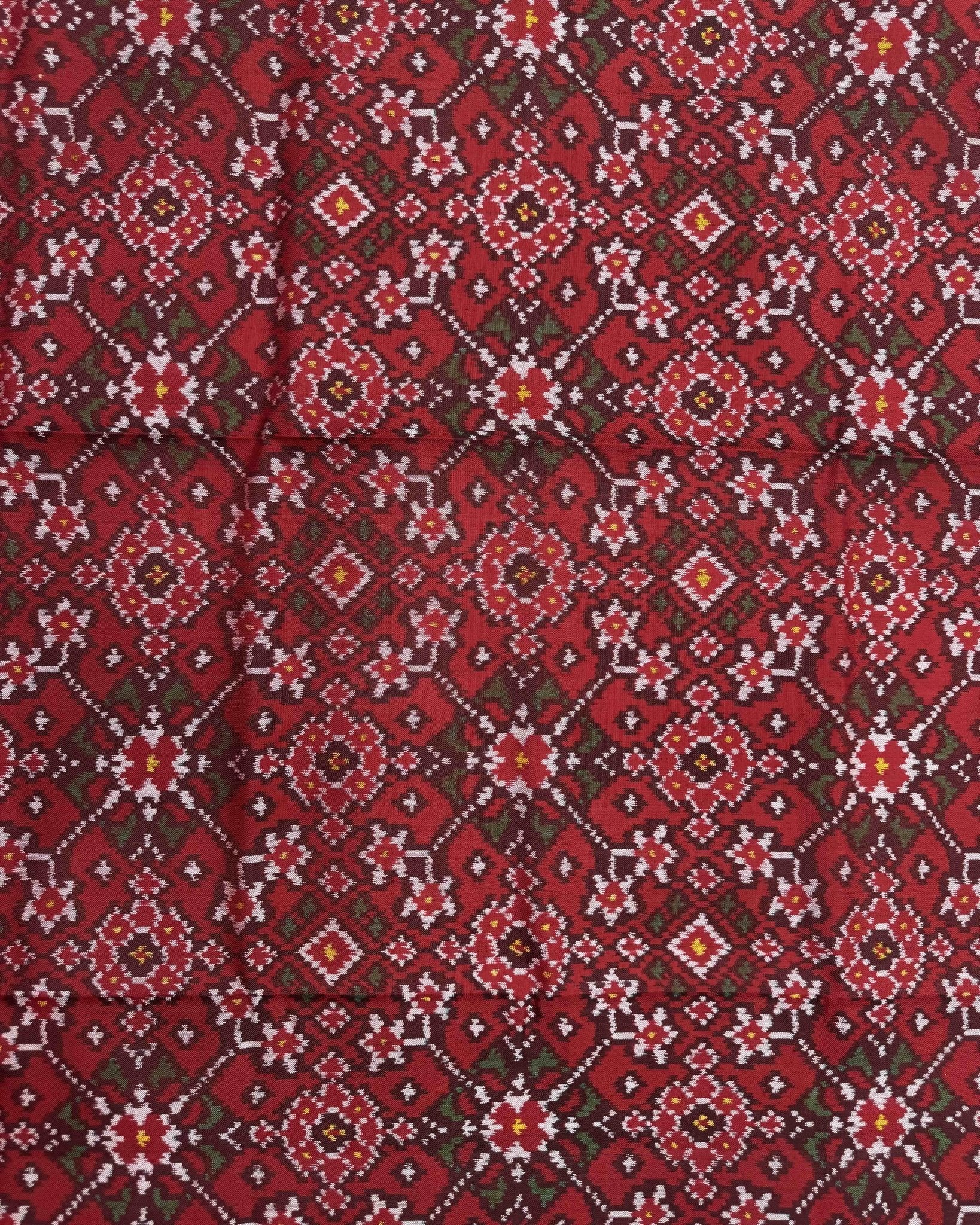 Red Navratan Semi Double Ikat Patola Dupatta - SindhoiPatolaArt