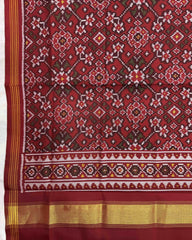 Red Navratan Semi Double Ikat Patola Dupatta - SindhoiPatolaArt
