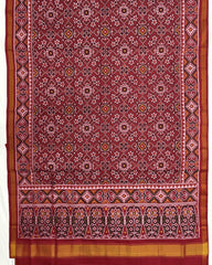 Red Navratan Semi Double Ikat Patola Saree - SindhoiPatolaArt