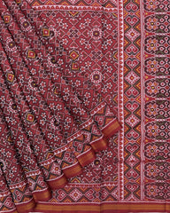 Red Navratan Semi Double Ikat Patola Saree - SindhoiPatolaArt
