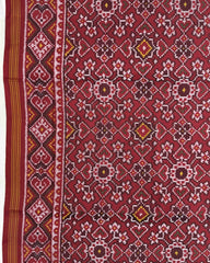 Red Navratan Semi Double Ikat Patola Saree - SindhoiPatolaArt
