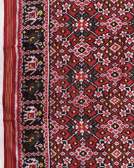Red Navratan Twill Patola Dupatta - SindhoiPatolaArt