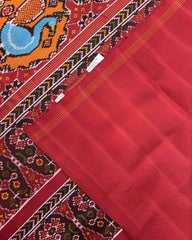 Red & Orange Big Figure Chhabdi Narikunj Twill Patola Saree - SindhoiPatolaArt
