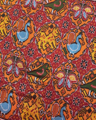 Red & Orange Big Figure Chhabdi Narikunj Twill Patola Saree - SindhoiPatolaArt