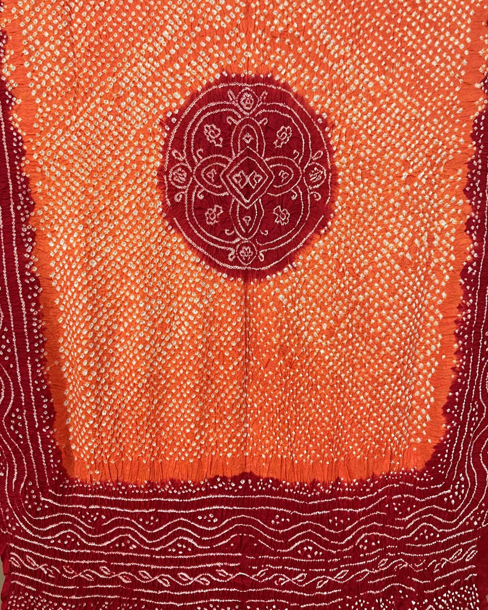 Red & Orange Gaji Bandhani Dupatta - SindhoiPatolaArt