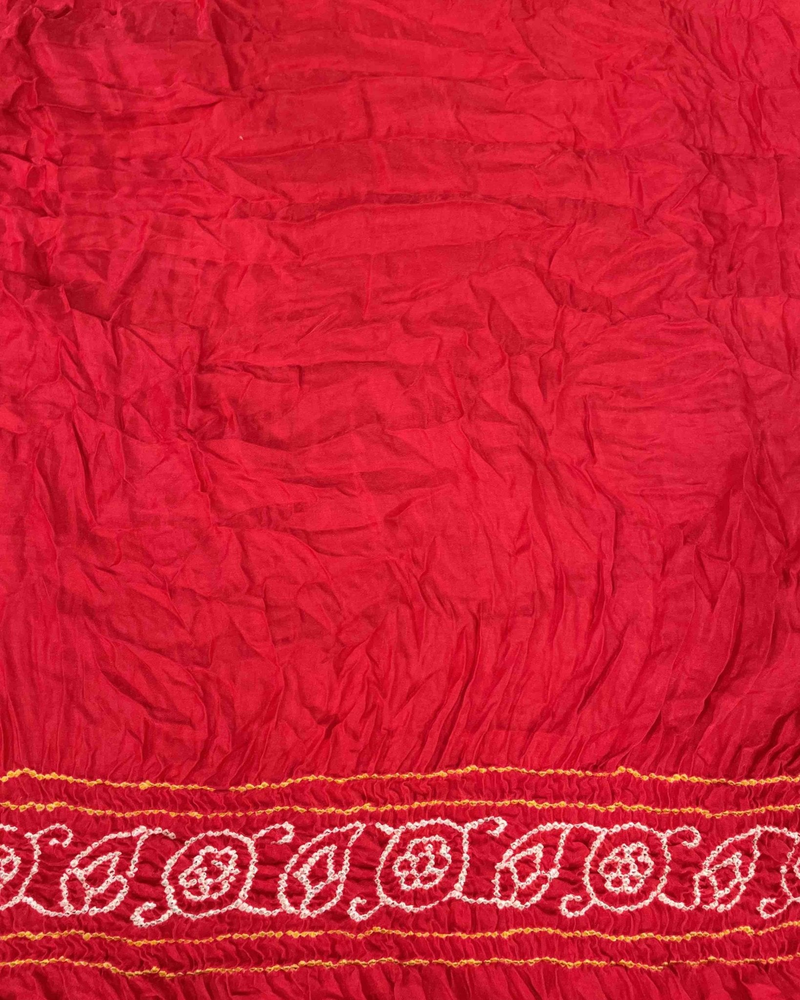 Red & Orange Gajji Silk Bandhani Saree - SindhoiPatolaArt