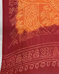 Red & Orange Georgette Bandhani Dupatta - SindhoiPatolaArt
