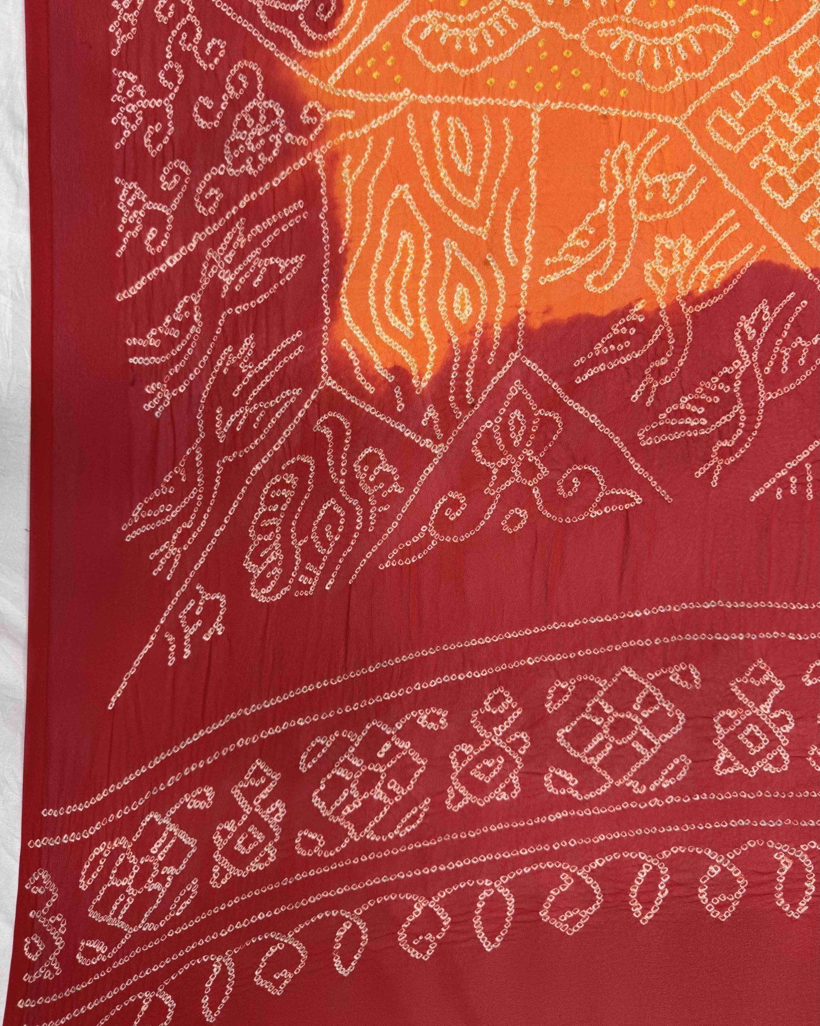 Red & Orange Georgette Bandhani Dupatta - SindhoiPatolaArt
