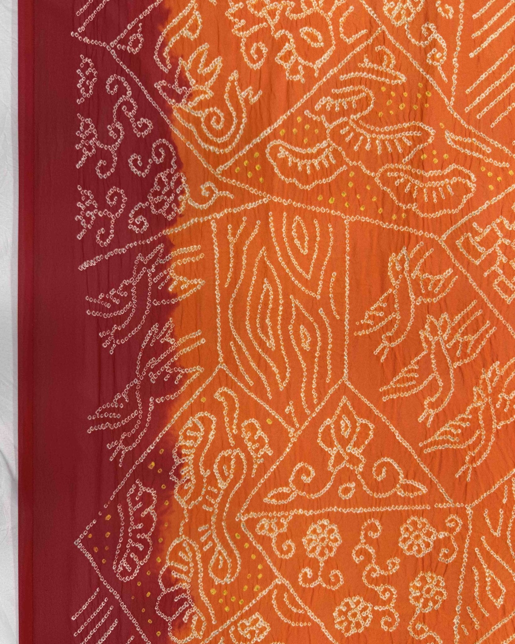 Red & Orange Georgette Bandhani Dupatta - SindhoiPatolaArt