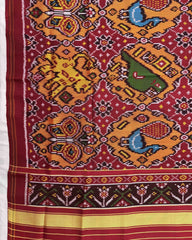 Red & Orange Narikunj Chhbdi Twill Patola Dupatta - SindhoiPatolaArt
