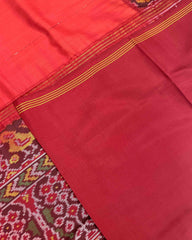 Red & orange Plain Patola Saree - SindhoiPatolaArt