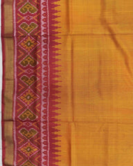 Red & Orange Yellow Plain Patola Saree - SindhoiPatolaArt