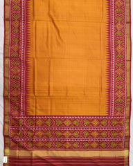 Red & Orange Yellow Plain Patola Saree - SindhoiPatolaArt
