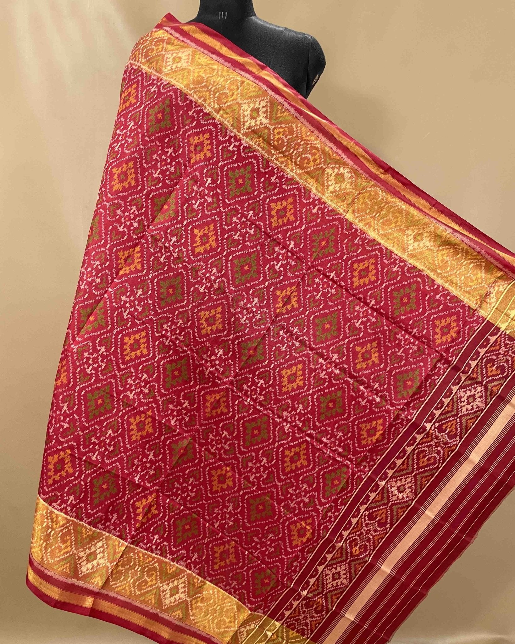 Red Panchanda Designer Patola Dupatta - SindhoiPatolaArt