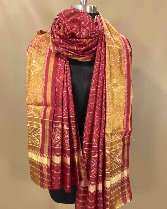 Red Panchanda Designer Patola Dupatta - SindhoiPatolaArt
