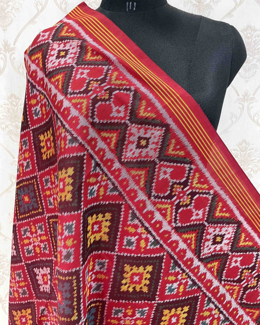 Red Panchanda Designer Patola Dupatta - SindhoiPatolaArt