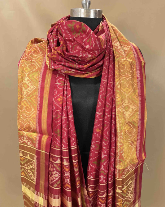 Red Panchanda Designer Patola Dupatta - SindhoiPatolaArt