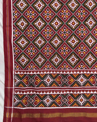 Red Panchanda Doulbe Ikat Patola Dupatta - SindhoiPatolaArt