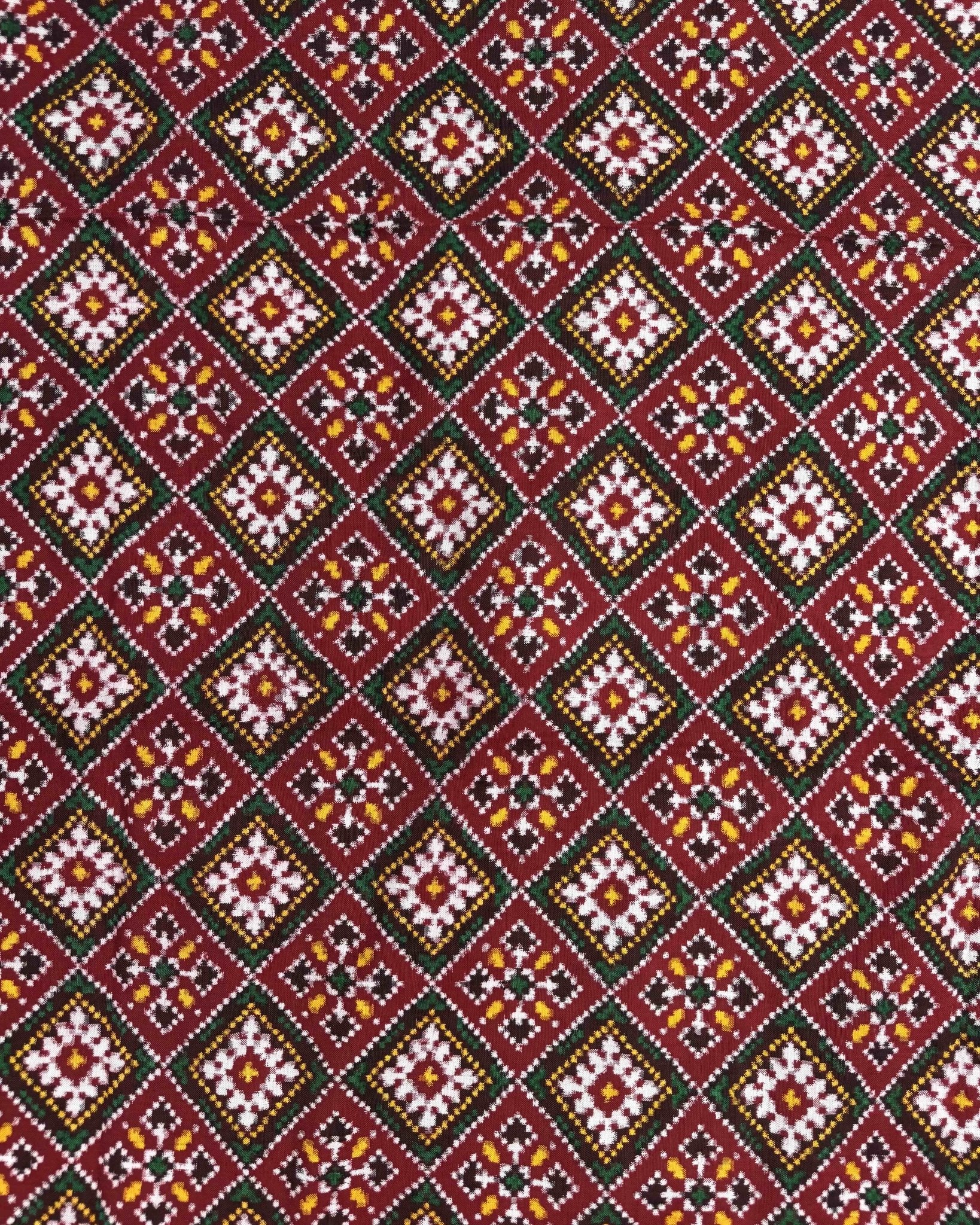 Red Panchanda Doulbe Ikat Patola Dupatta - SindhoiPatolaArt