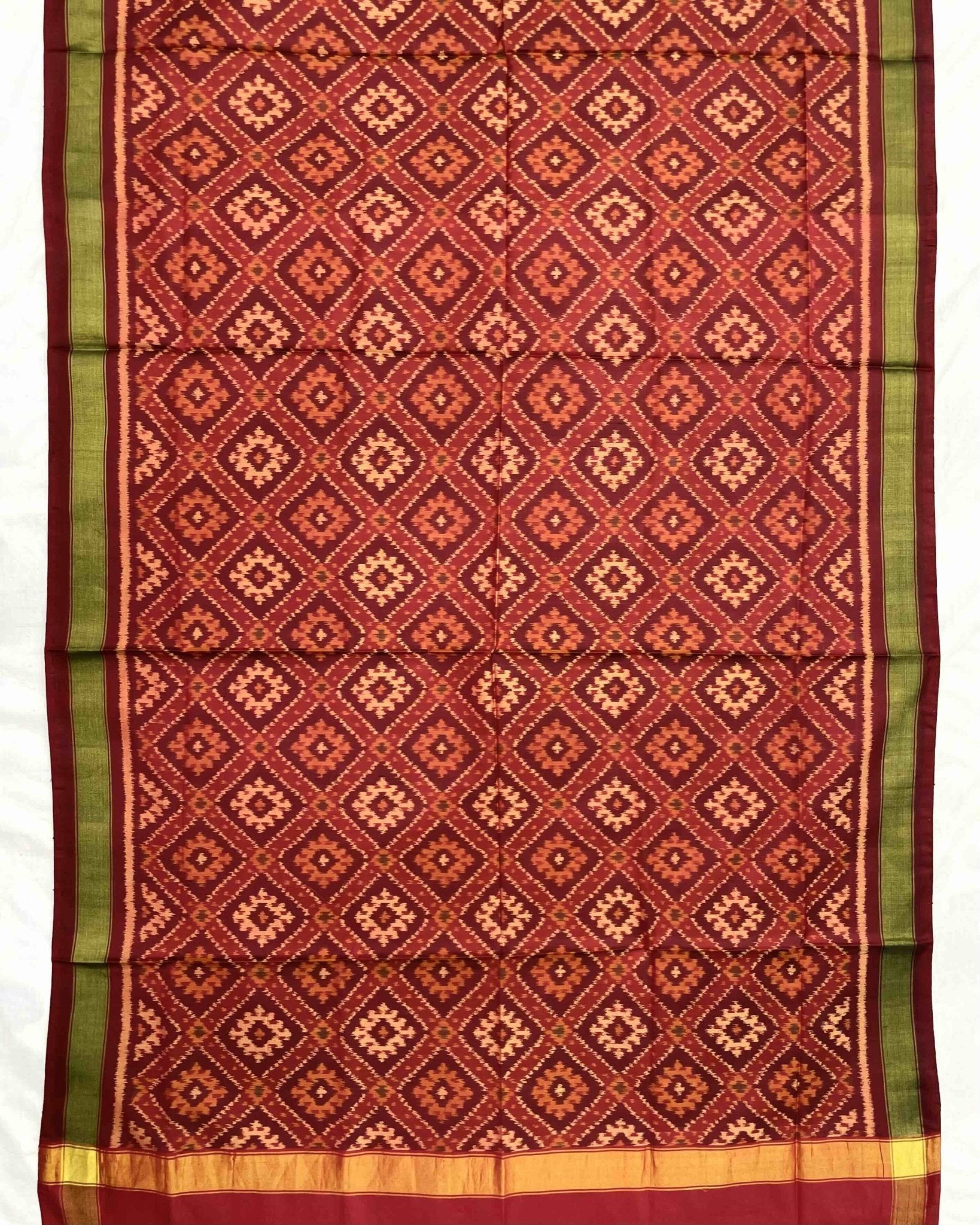 Red Panchanda Patola Dupatta - SindhoiPatolaArt