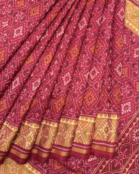 Red Panchanda Patola Saree - SindhoiPatolaArt