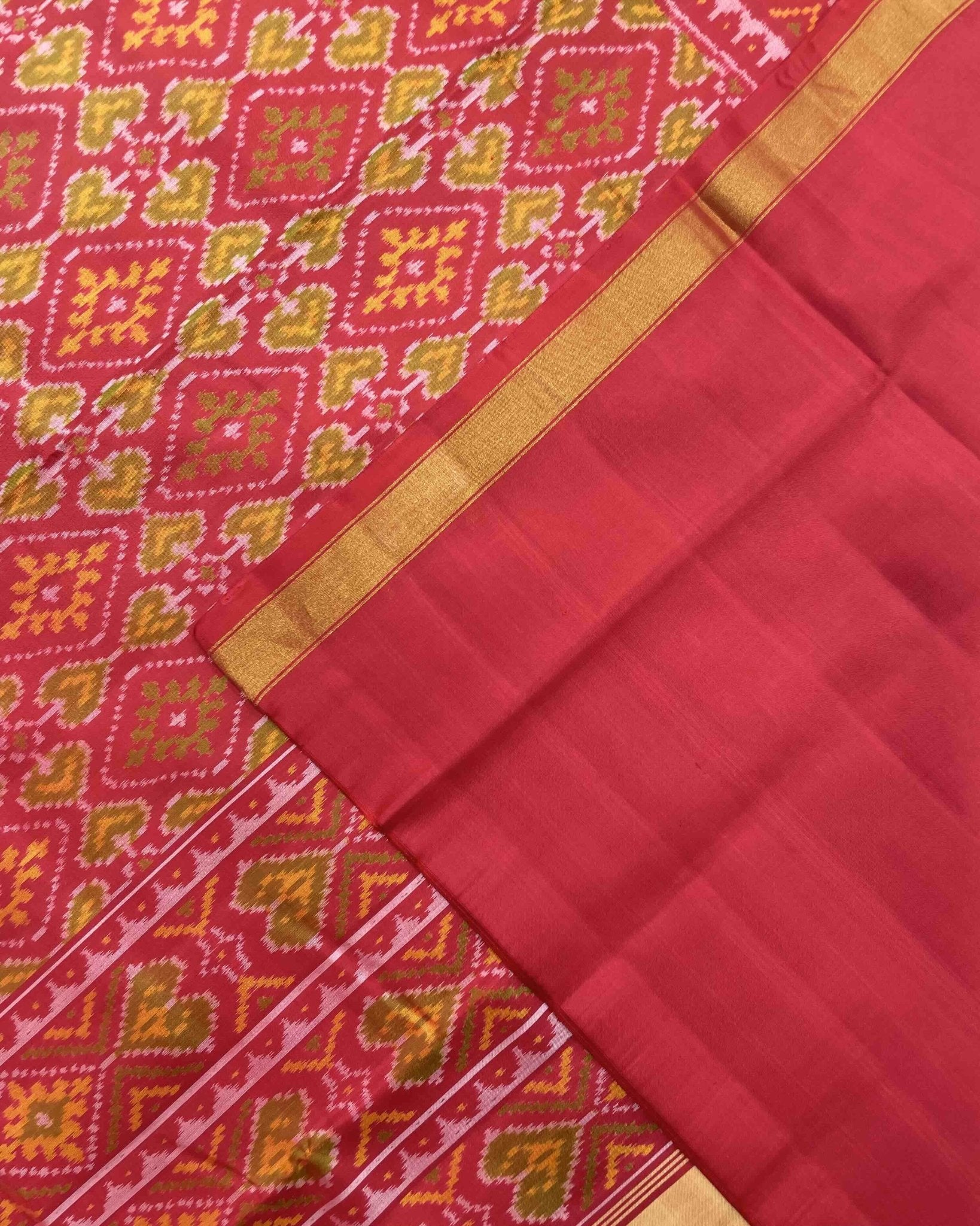 Red Panchanda Patola Saree - SindhoiPatolaArt