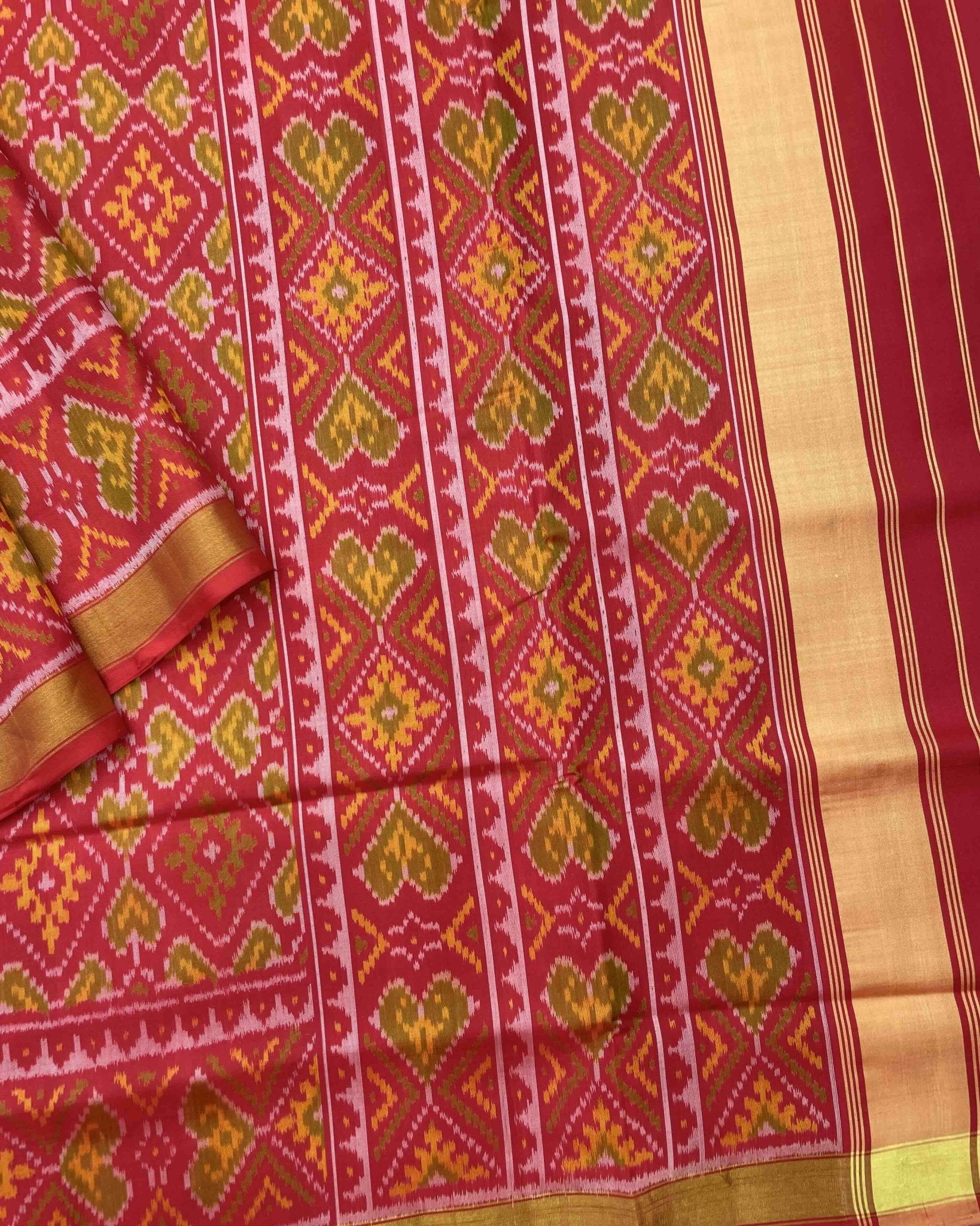 Red Panchanda Patola Saree - SindhoiPatolaArt