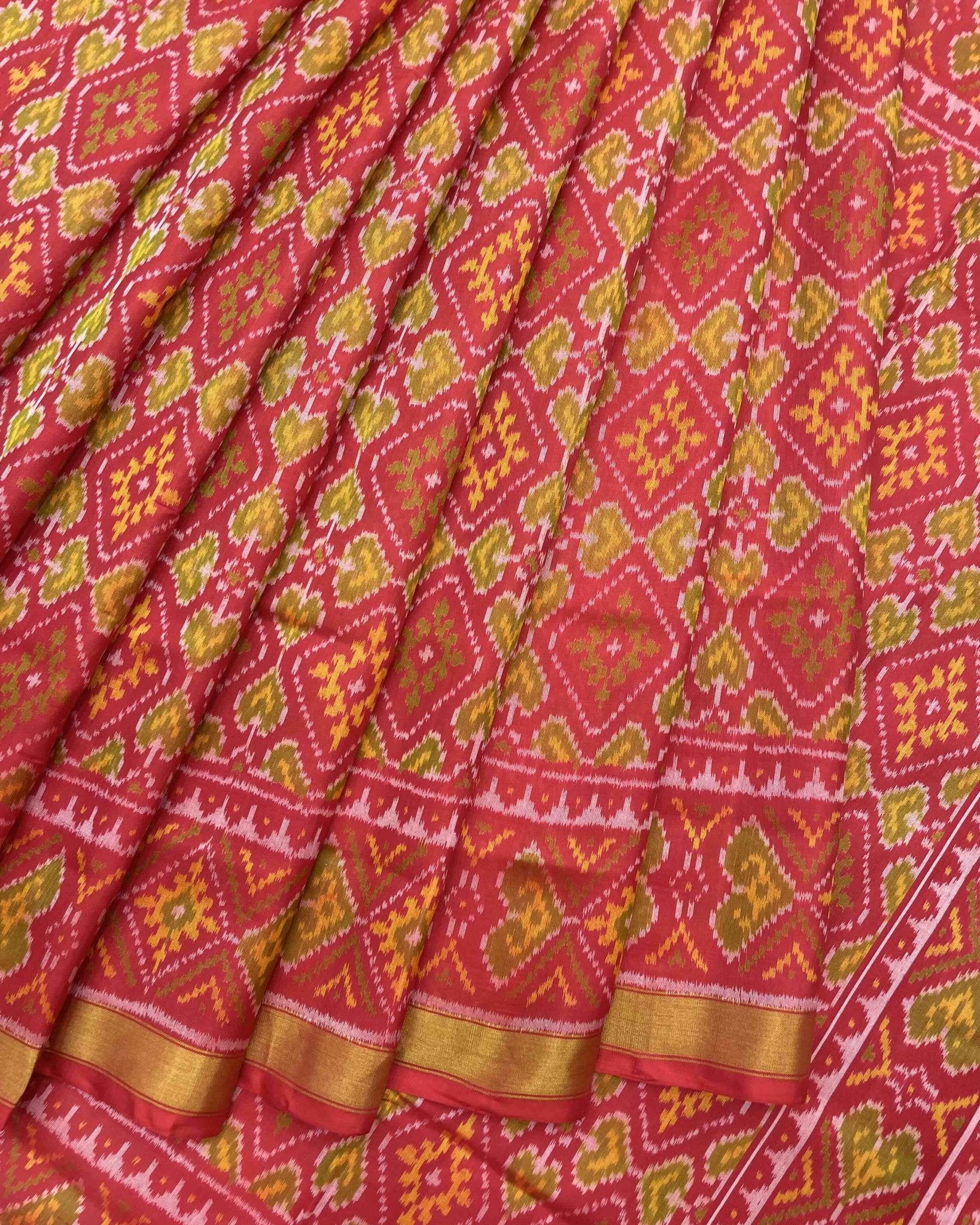 Red Panchanda Patola Saree - SindhoiPatolaArt