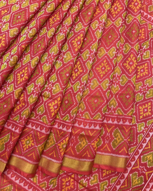 Red Panchanda Patola Saree - SindhoiPatolaArt