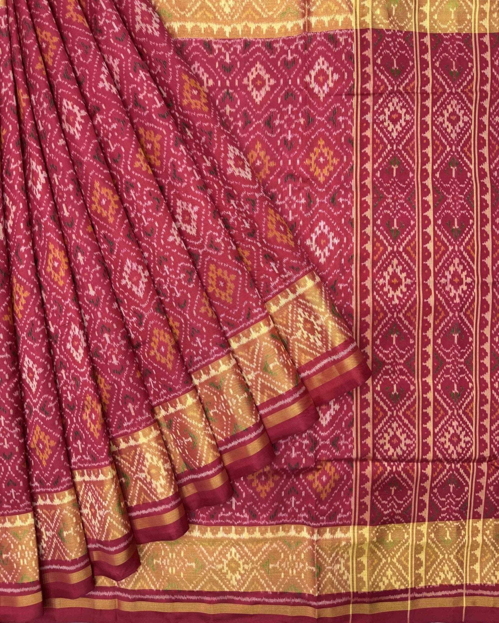Red Panchanda Patola Saree - SindhoiPatolaArt