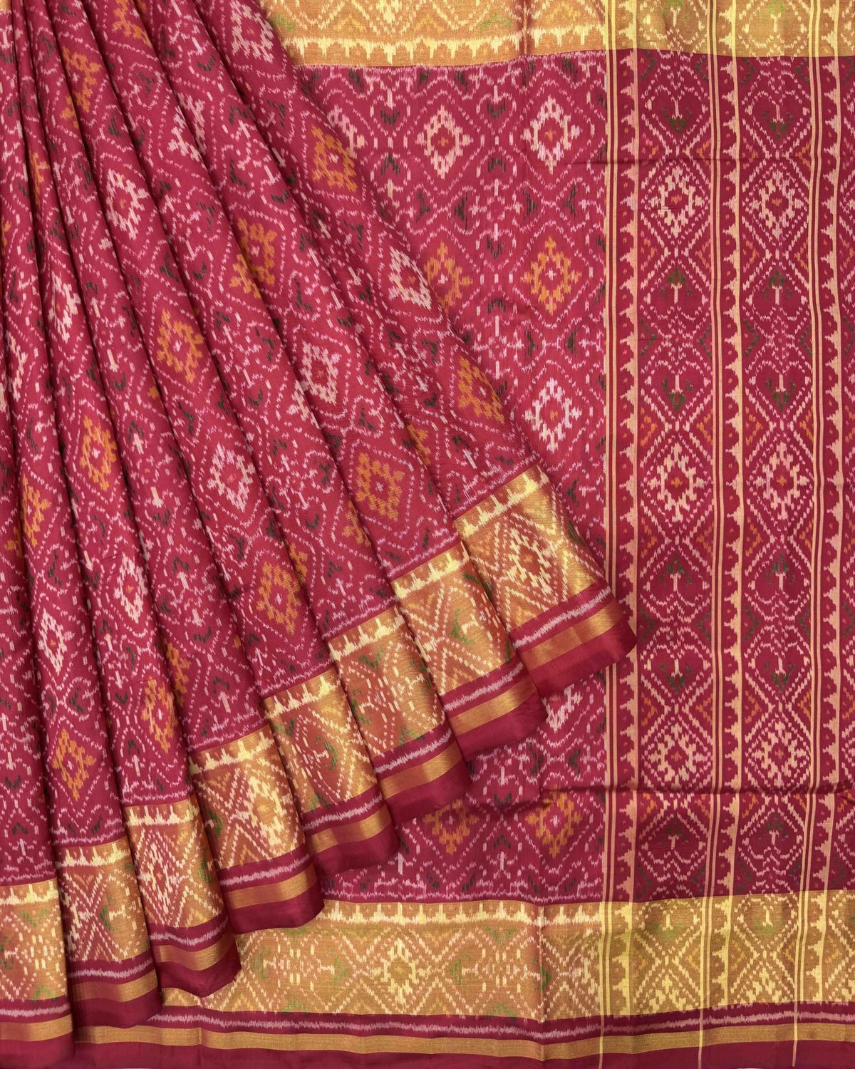 Red Panchanda Patola Saree - SindhoiPatolaArt