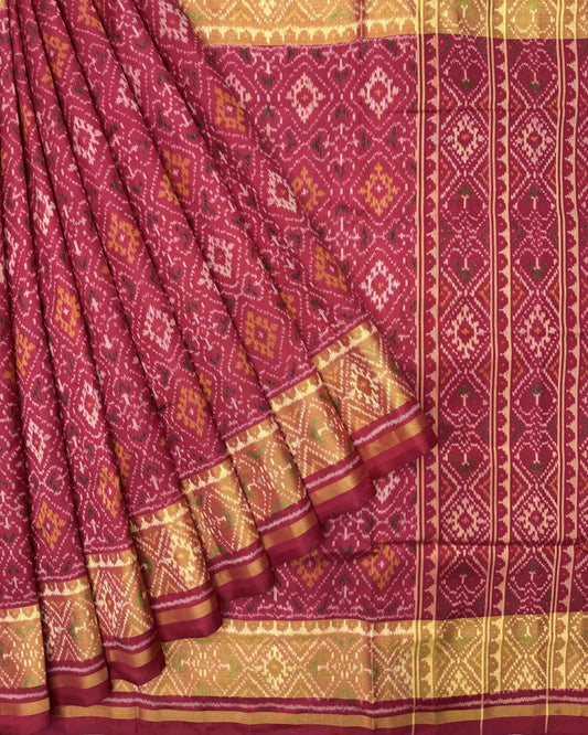 Red Panchanda Patola Saree - SindhoiPatolaArt
